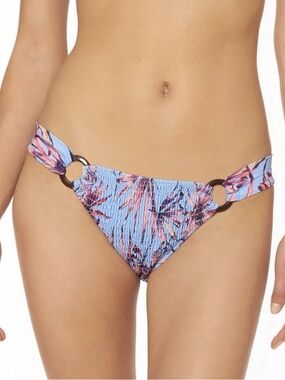 Jessica Simpson | Blue Tropical Bikini Bottoms Smocked | Large | NWT